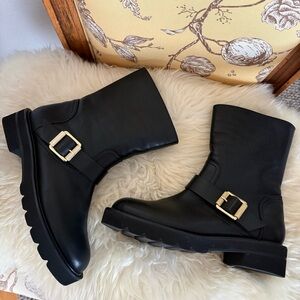 NEW Stuart Weitzman Brand New Ryder Lift Black Moto Boots